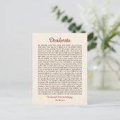 Desiderata Postcard | Desiderata Mini Art Postkarte (Stehend Vorderseite)