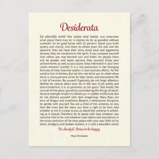 Desiderata Postcard Postkarte