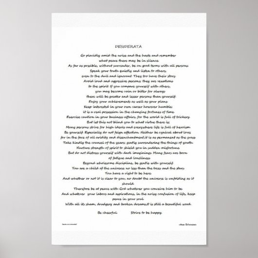 DESIDERATA POSTER (Vorne)