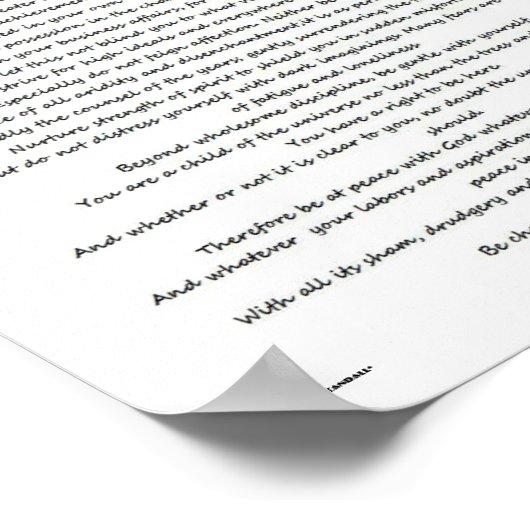 DESIDERATA POSTER (Ecke)