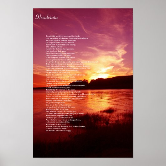 Desiderata Poster (Vorne)