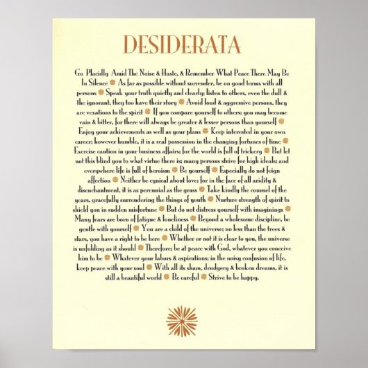 DESIDERATA POSTER (Vorne)