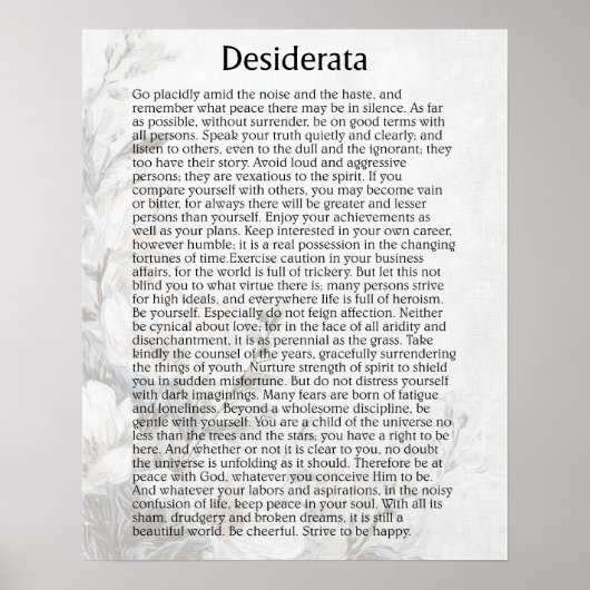 DESIDERATA POSTER (Vorne)