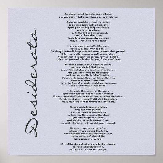 Desiderata Poster - Hintergrundfarbe ändern (Vorne)