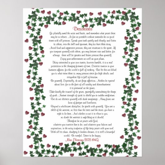 Desiderata Poster Ivy Hearts (Vorne)