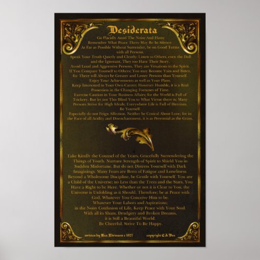 DESIDERATA-Poster-Max Ehrmann-11x17-Gold-Barock Poster (Vorne)