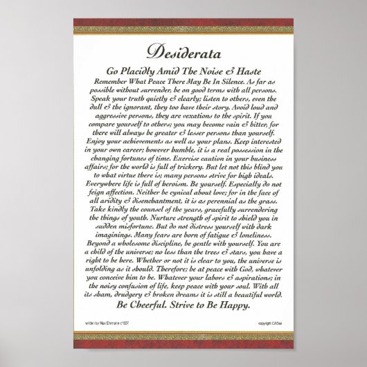 DESIDERATA-Poster Max Ehrmann-Formal-Trim Poster (Vorne)