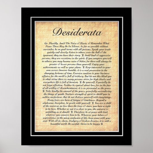 DESIDERATA Poster von Max Ehrmann=Fossil (Vorne)