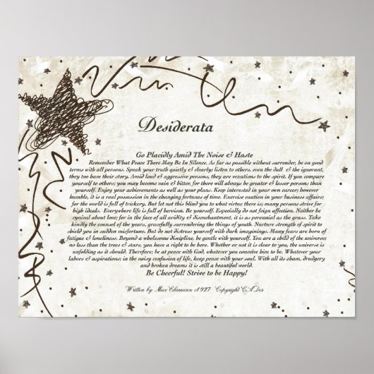 DESIDERATA-Poster von Max Ehrmann-Shining Star Poster (Vorne)