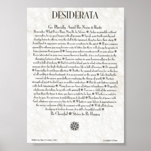 DESIDERATA-Poster von Max Ehrmann - VIELE GRÖSSEN Poster (Vorne)