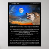 Desiderata Posters mit Wolf, der den Mond betracht Poster (Vorne)