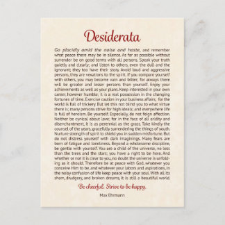Desiderata Postkarte | Desiderata Mini-Kunst