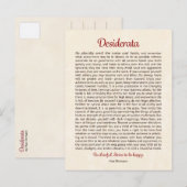 Desiderata Postkarte | Desiderata Mini Kunst (Vorne/Hinten)