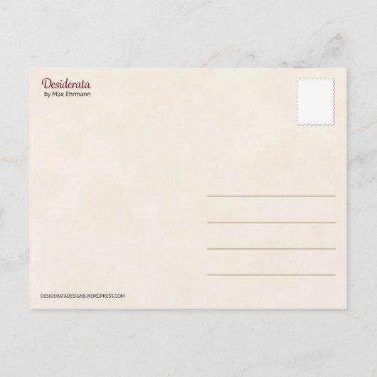 Desiderata Postkarte | Desiderata Mini Kunst (Rückseite)