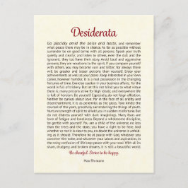 Desiderata-Postkarte | Desiderata-Mini-Kunst Postkarte