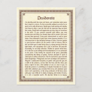 Desiderata-Postkarte Postkarte