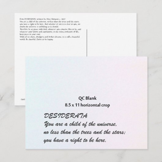 DESIDERATA-Postkarte Postkarte (Vorne/Hinten)