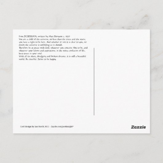 DESIDERATA-Postkarte Postkarte (Rückseite)