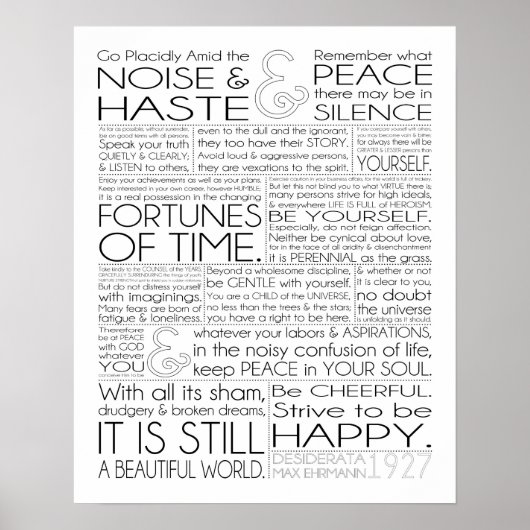Desiderata Print 16x20 auf Matte Paper Poster (Vorne)