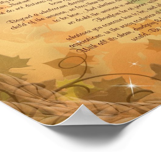 Desiderata Prosa auf Herbstfarben Hintergrund Poster (Ecke)