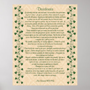Desiderata-Prosa Efeu auf hellem Pergament Poster