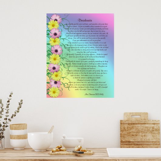Desiderata Prosa Regenbogenfarben Poster (Küche)