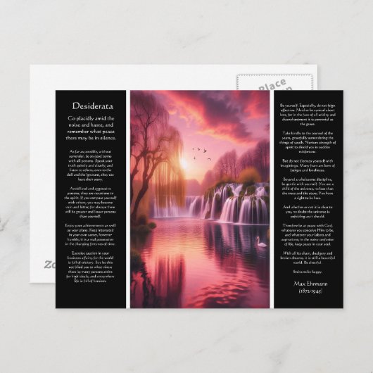 Desiderata Romantischer See, Goldener Himmel Postkarte (Vorne/Hinten)