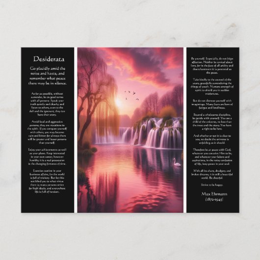 Desiderata Romantischer See, Goldener Himmel Postkarte (Vorderseite)