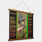 DESIDERATA-Spatz in der Hand meiner Ehefrau, der E Wandteppich Mit Holzrahmen (Gewinkelt)