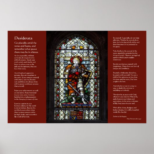 Desiderata, St George, Dragon Buntglasfenster Poster (Vorne)