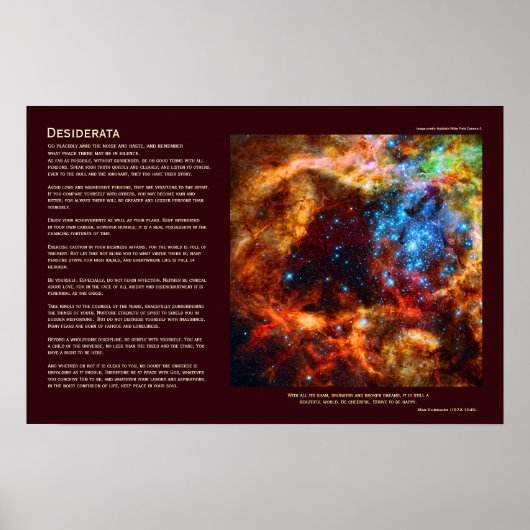 Desiderata - Stellar-Kinderzimmer in Tarantula-Neb Poster (Vorne)