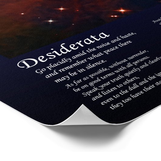Desiderata - Sternengeburt in Cygnus, Schwan Poster (Ecke)