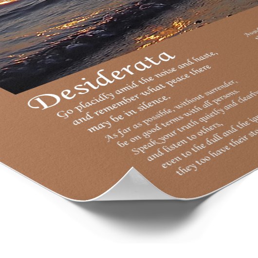 Desiderata - Sunset Beach Waves Poster (Ecke)