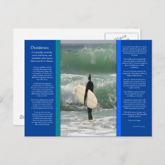 DESIDERATA surft die Wave Postcard Postkarte (Vorne/Hinten)