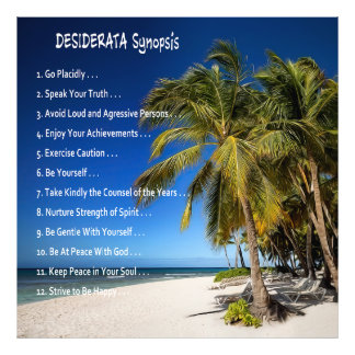 DESIDERATA Synopsis - Untergang unter den Palmen Fotodruck
