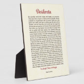 Desiderata Tabletop Plaque Fotoplatte (Seite)