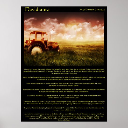 Desiderata Tractor in einem Weizenfeld Poster (Vorne)