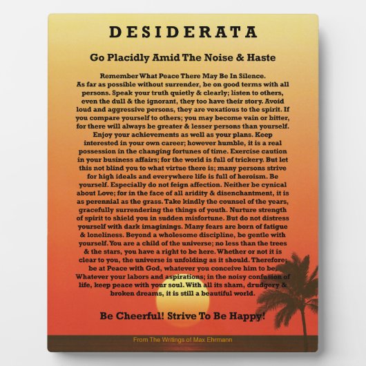 Desiderata Tropical Sunset Fotoplatte (Vorderseite)