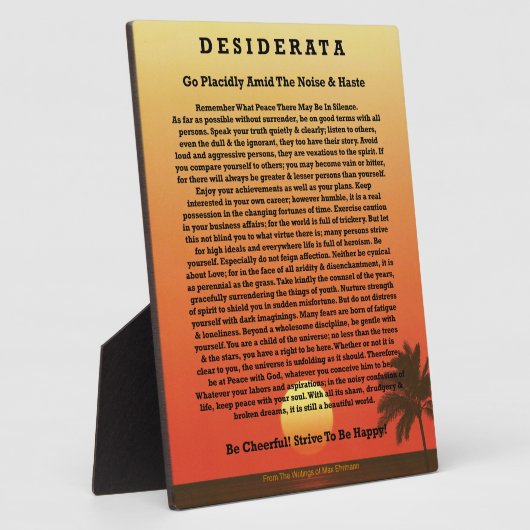 Desiderata Tropical Sunset Fotoplatte (Seite)
