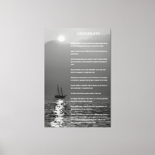DESIDERATA Twilight Segelsport Leinwanddruck (Vorderseite)
