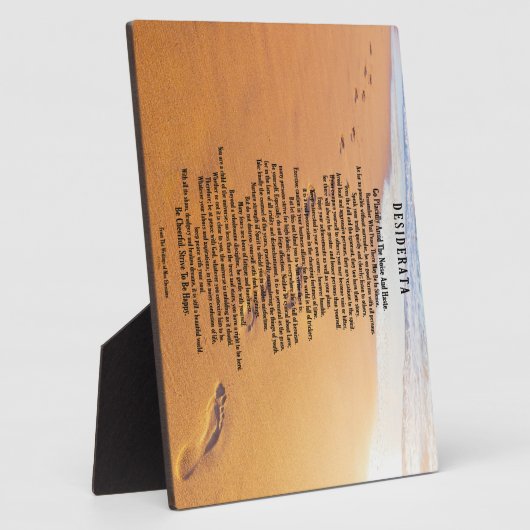 Desiderata über Fußabdrücke in Sand Fotoplatte (Seite)