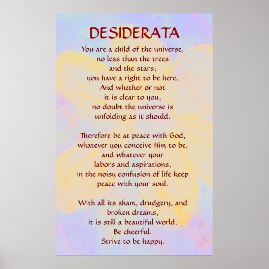 DESIDERATA verändert Daisy-Plakat Poster (Vorne)