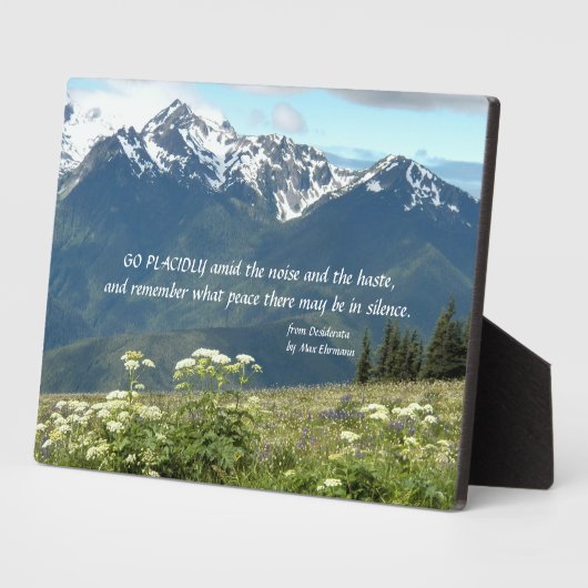 Desiderata Verse Mountains und Wiesen Landschaft Fotoplatte (Seite)