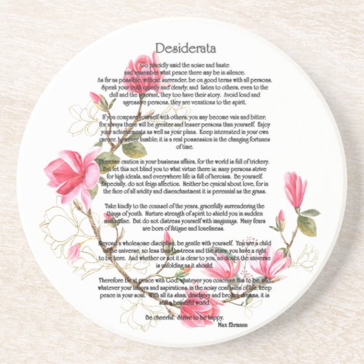 Desiderata von Max Ehrmann Getränkeuntersetzer (Vorne)