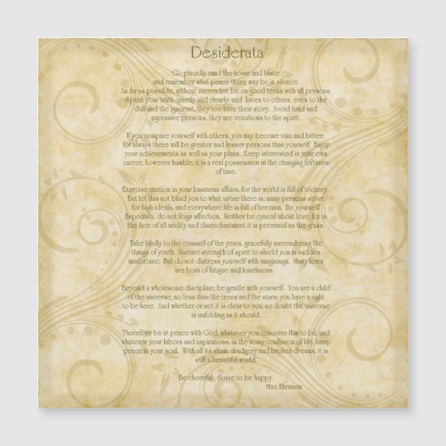 Desiderata von Max Ehrmann Magnet (Vorderseite)