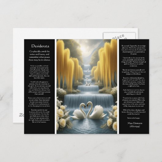Desiderata Wasserfall: Das Goldene Herz spiegelt w Postkarte (Vorne/Hinten)