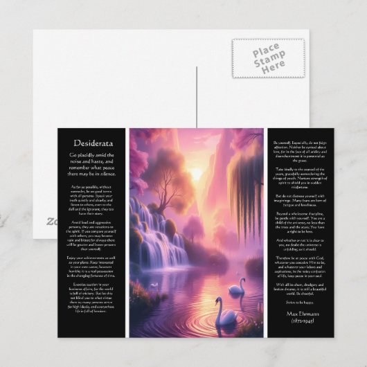Desiderata Wasserfall: Eventide Cascade Haven Postkarte (Vorne/Hinten)