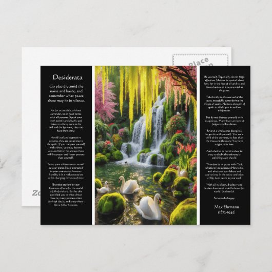 Desiderata Wasserfall: Poolblut, sanfte Brise Postkarte (Vorne/Hinten)