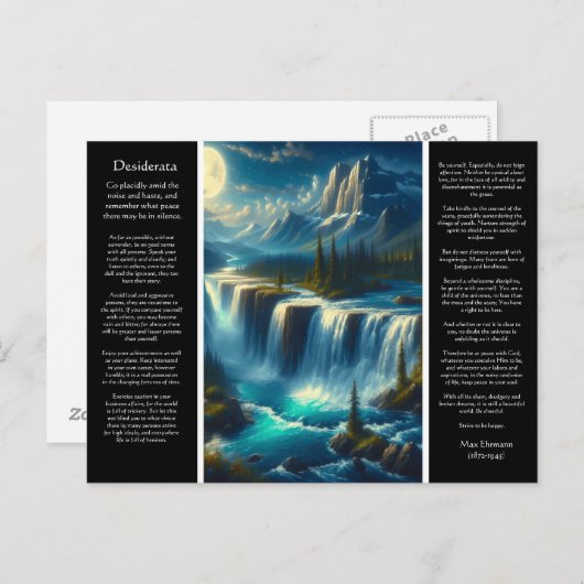 Desiderata Wasserfall Postkarte (Vorne/Hinten)