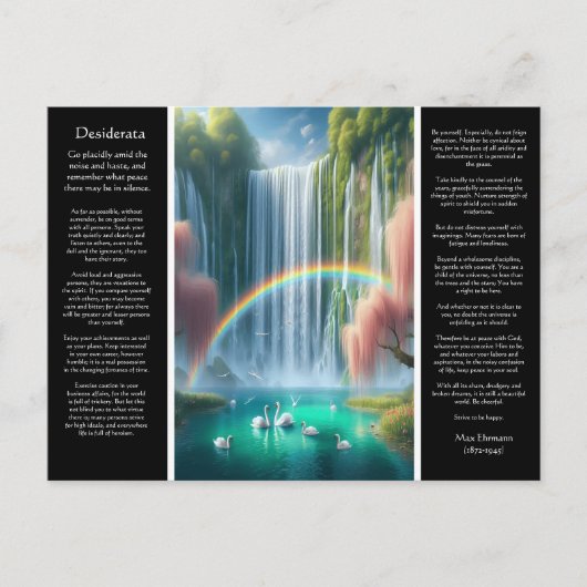 Desiderata Wasserfall: Reflexion der Liebe im Rege Postkarte (Vorderseite)